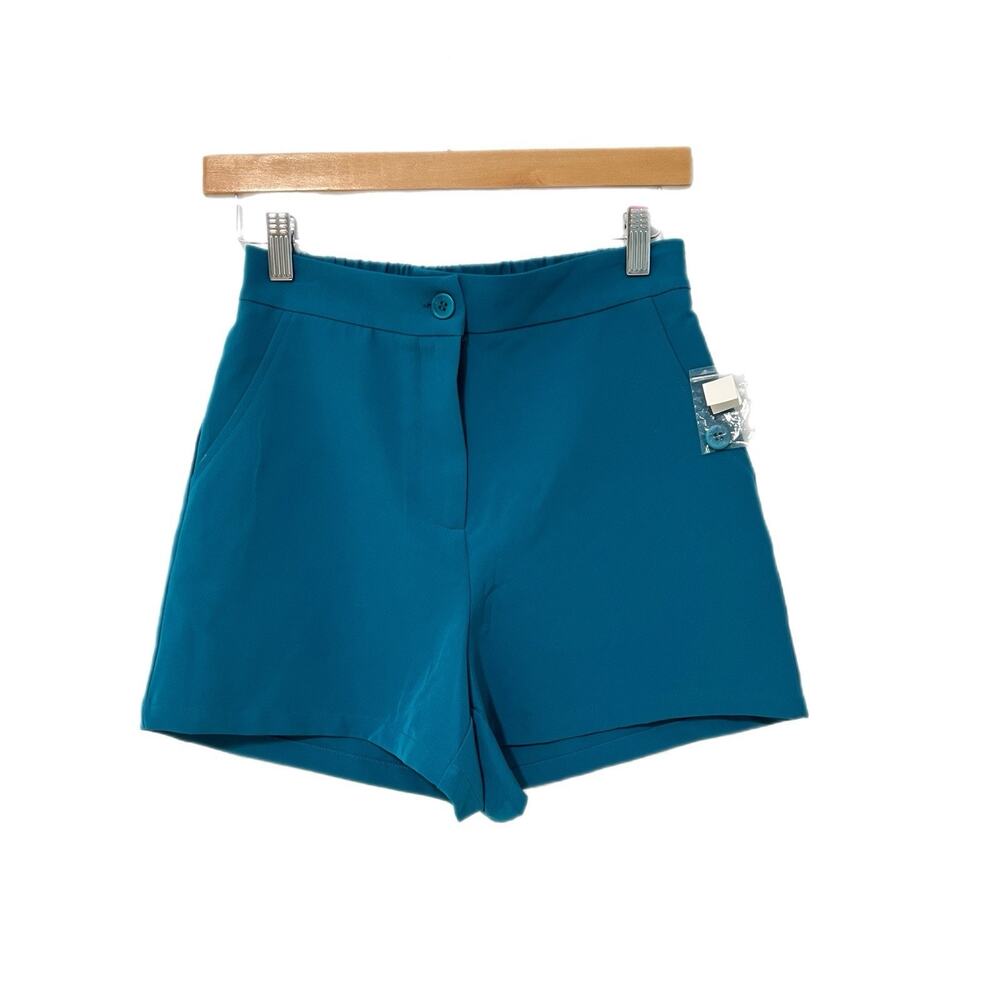 NWT Sincerely Jules Trouser Shorts Small Turquoise Blue Stretch Dressy